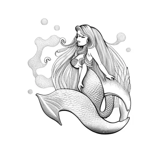 Mermaid Riding A Wave