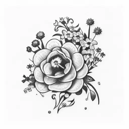 A Bouquet Of Forget-me-not Flowers With The Initials Of Your Three Children Hidden Within The Petals