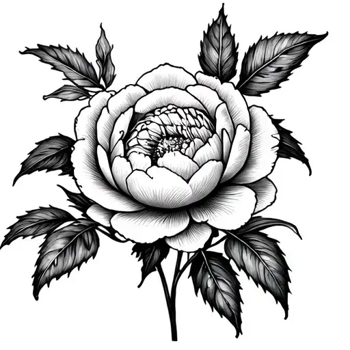 Black And White Peonies Flower