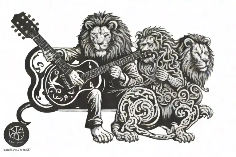 Doctor And Lion Playing A Guitar