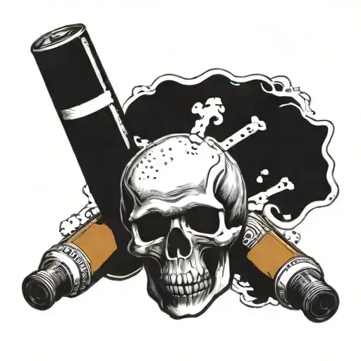 A Skull Surrounded By Beer Bottles And Cigarettes