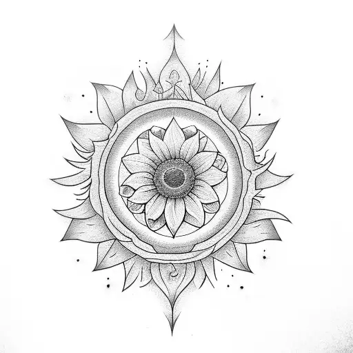 Hourglass Combined With Infinite Sign And Sunflower