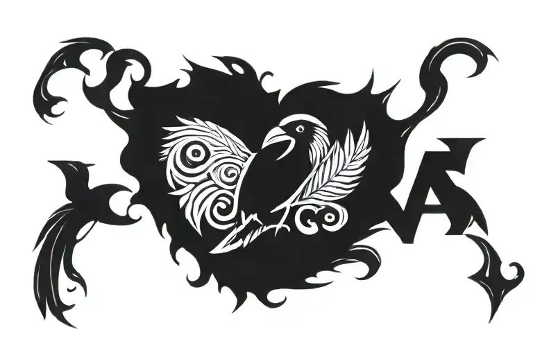 Viking Raven And Initials G A H Letter Inside