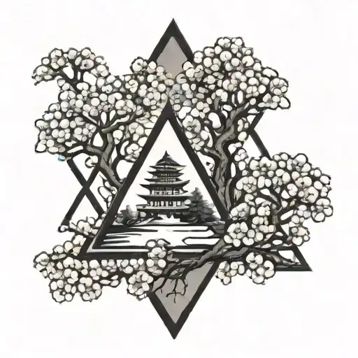 Sakura Tree Inside Triangul