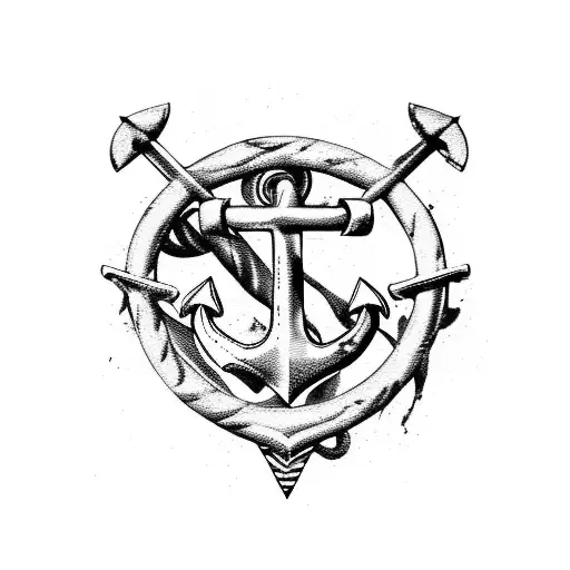 An Intricately Designed Anchor With Army Camouflage Patterns