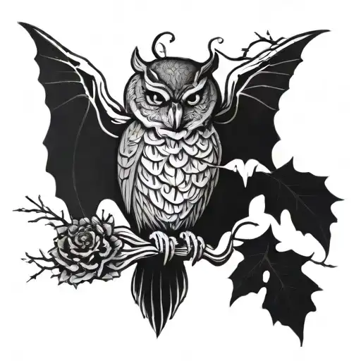 A Philosophical Quote Intertwined With An Owl And Bat Symbolizing Wisdom And Darkness