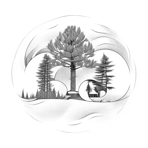 A Barber Chair Placed In The Middle Of A Serene Nature Landscape