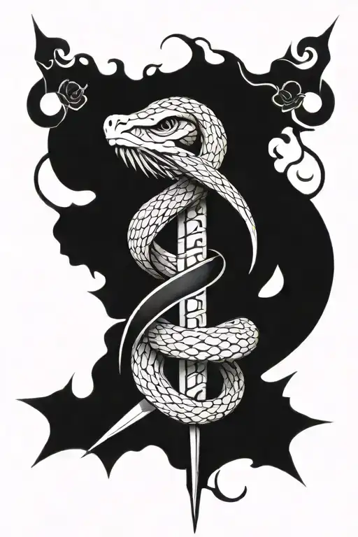 Snake And Sword Intertwined