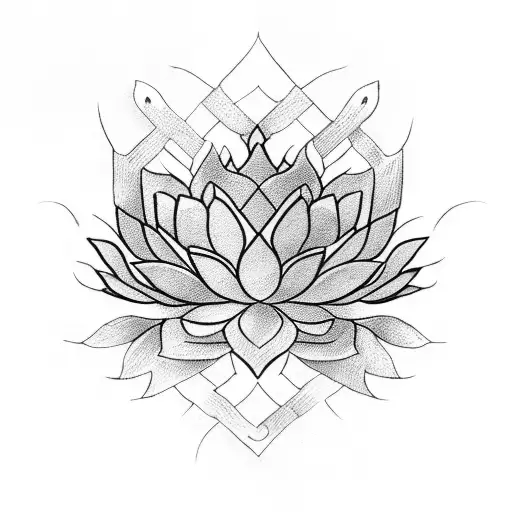 A Sword Intertwined With A Lotus Flower