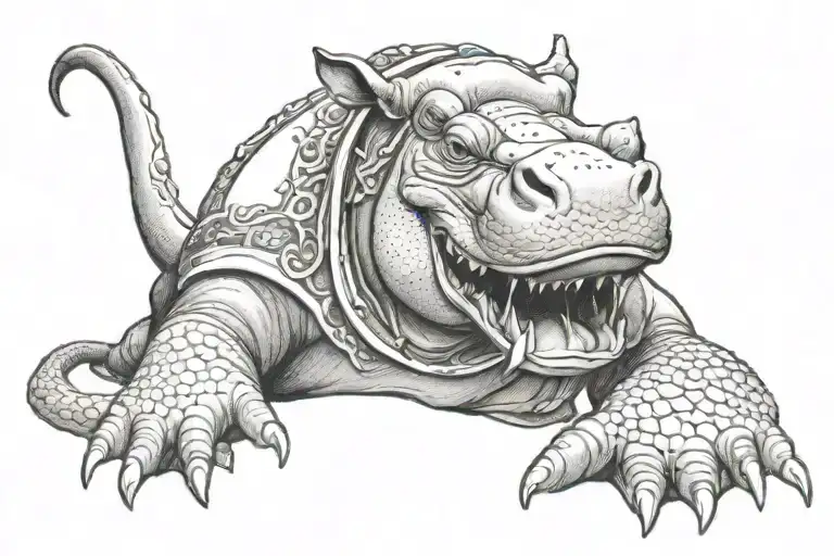 Hippo In Dragon Onesie Laying Down