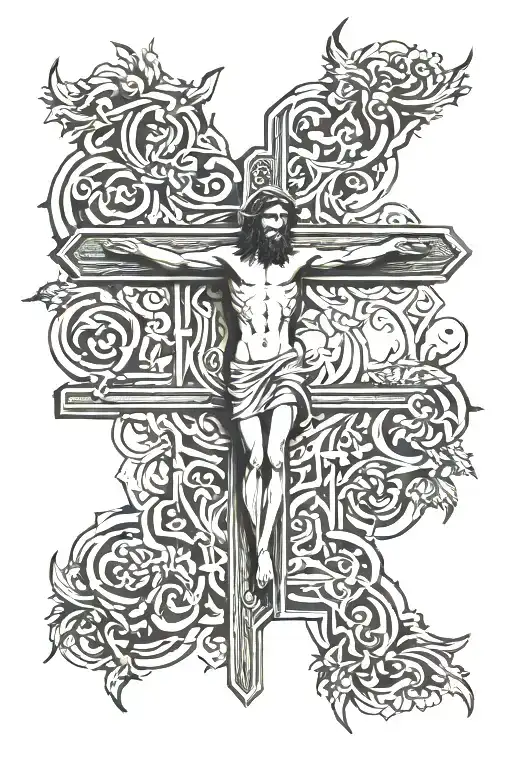 Jesus Christ On The Cross Symmetrical Design