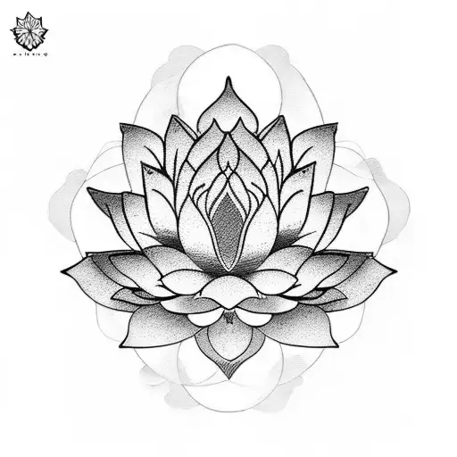 Combine Elements Of Your Favorite Anime With A Lotus Flower In A Blackwork Style