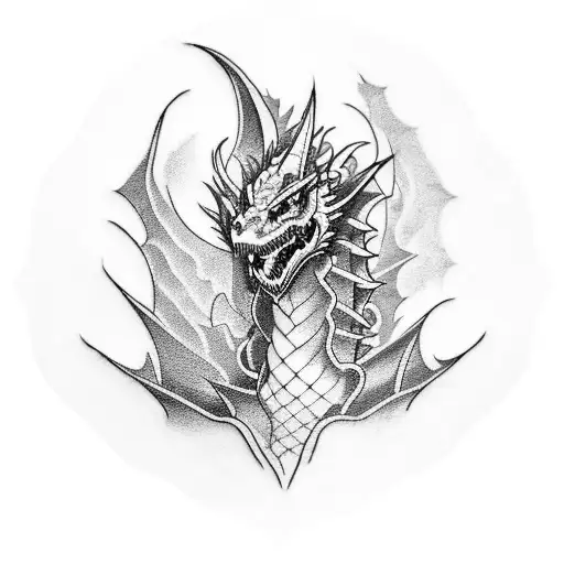 A Blackwork Tattoo Of A Dragon Emerging From A Video Game Console