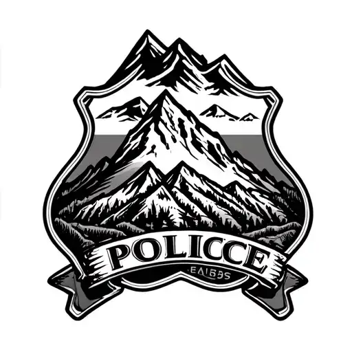 A Detailed Mountain Landscape With A Hidden Badge Symbolizing Police Officer Profession