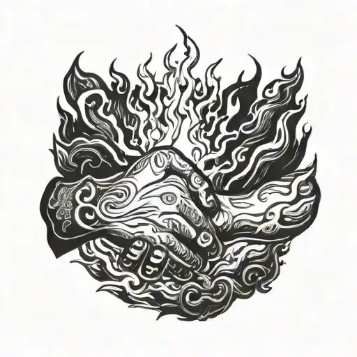 A Handshake With Flames In The Background