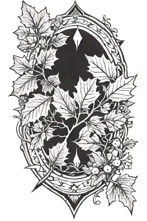 Oak Leafes Around Arrow