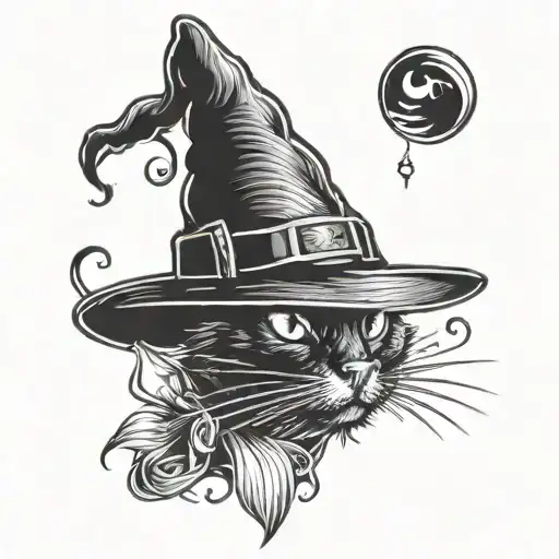 Black Cat In A Witch Hat