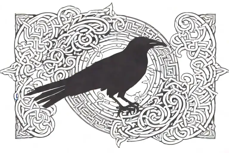 Incorporate Intricate Celtic Knotwork With A Raven Silhouette