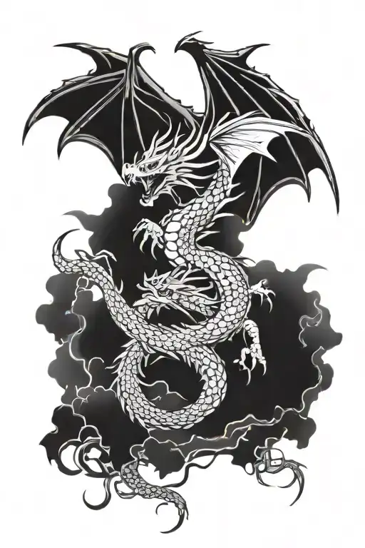 Dragon With Wings Flying