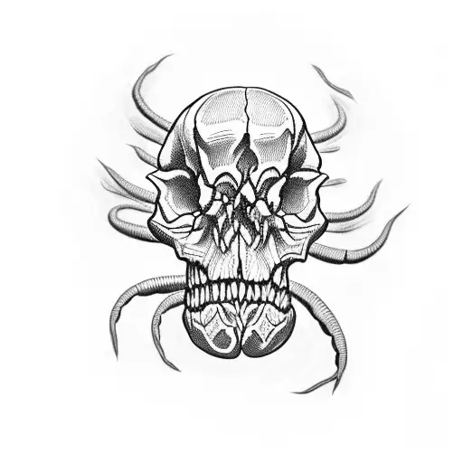 Centipede With Skull In Her Back