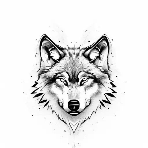 Wolf Face In A Sketch Style