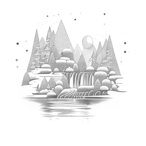 A Serene Waterfall Surrounded By Lush Greenery