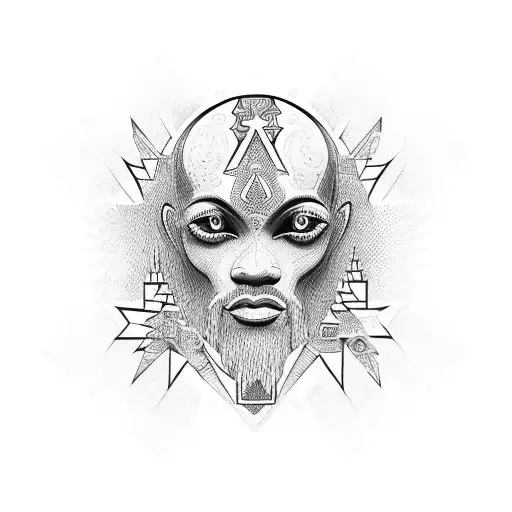 Spiritual Representation Of The Number 7 Surrounded By African Entities