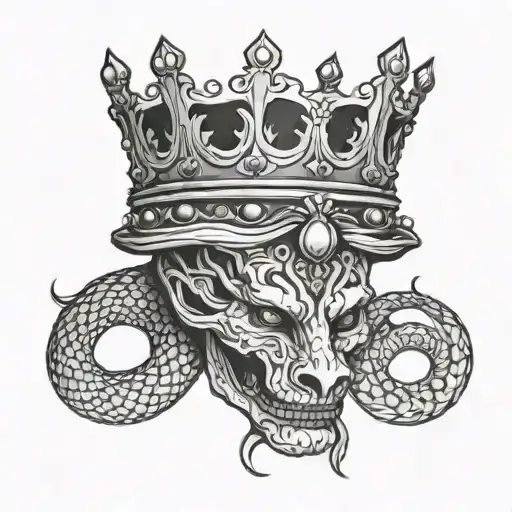 Beheaded King Sitting Snake Queen Crown