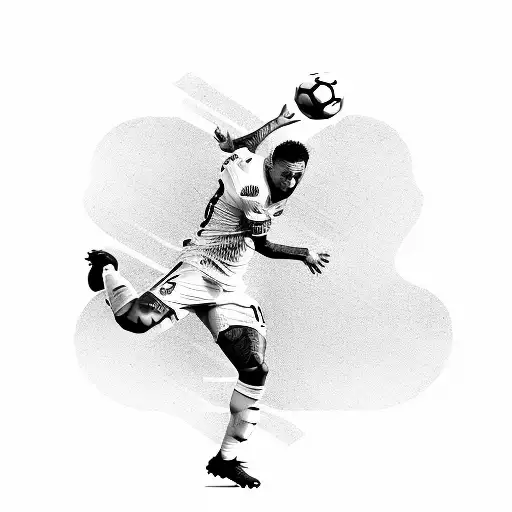 A Tattoo Of Neymar Doing A Football Trick With A Background Of The Brazilian Flag