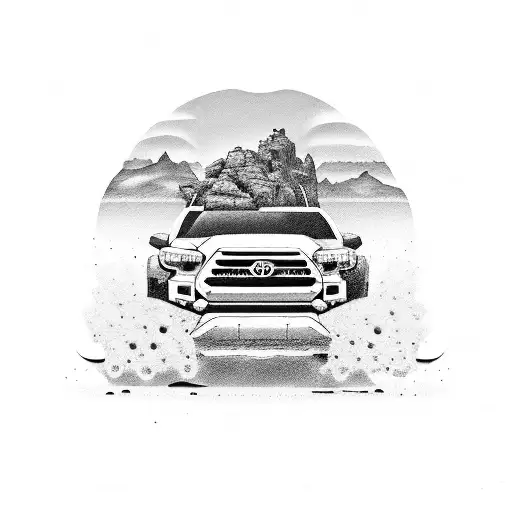 Broken Down Toyota Tacoma Truck In Desert Missing A Tire