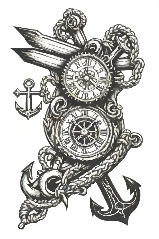 Clock And Anchor Cross