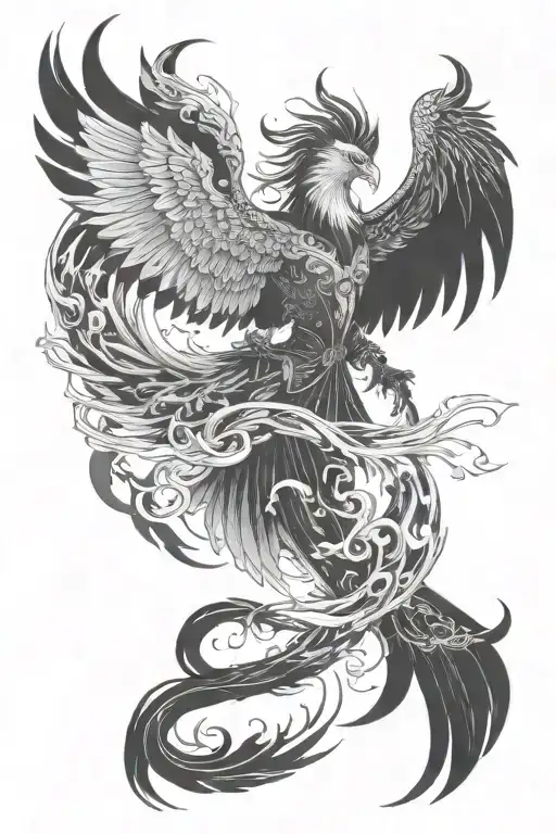 Wizard And Phoenix Tattoo Design