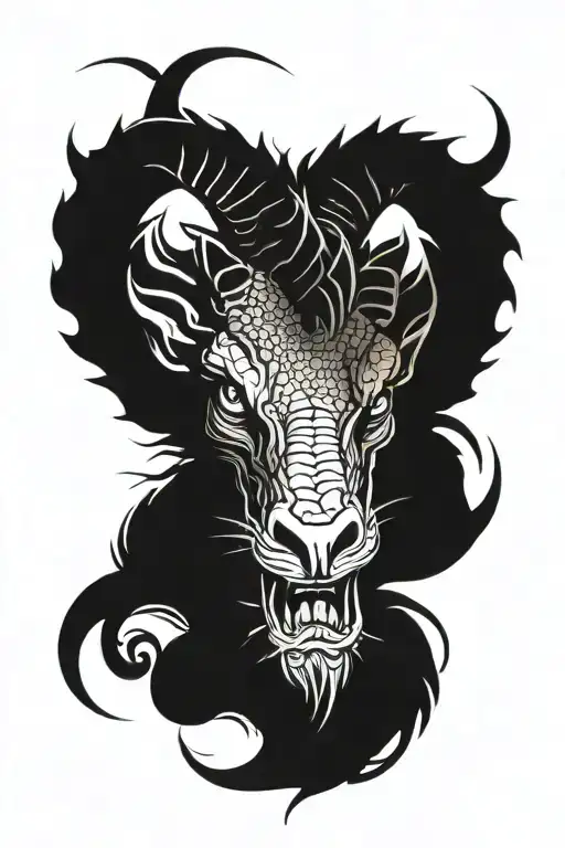 Combination Of The Face Of A Dragon And A Ram From The Front