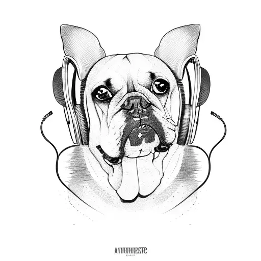 A Dog Wearing Headphones And Skateboarding