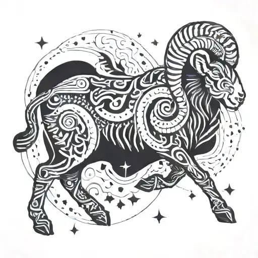 Aries Constellation Intertwined With Filipino Tribal Patterns