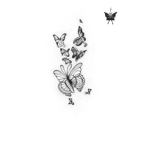 Butterflies On A Black Background
