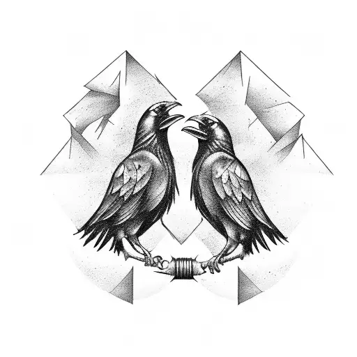 Pair Of Ravens In The Norse Style Representing Mental Health