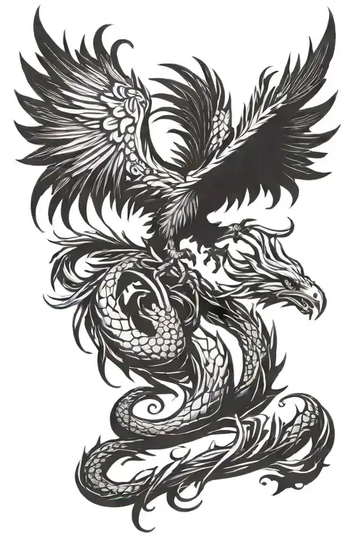 Phoenix With Dragon Emerging