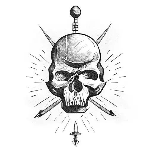 Skull With Rocket Going Through It