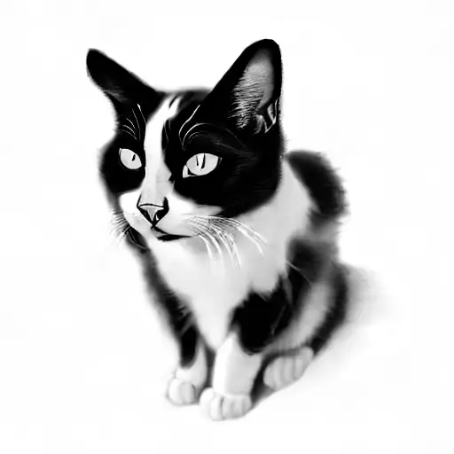 A Black And White Cat