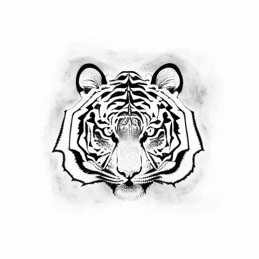 A Fierce Tiger Surrounded By Tribal Patterns Inspired By African Art