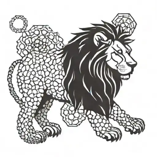 Lion Buried In Honeycombs Forming
