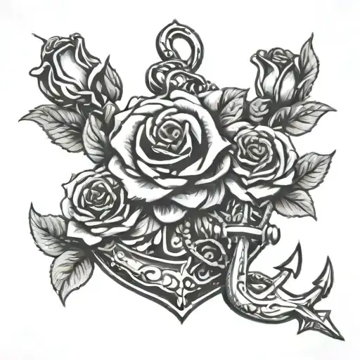 Anchor And Roses Blooming