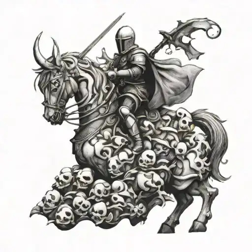 Knight On Top Mountain Of Skulls