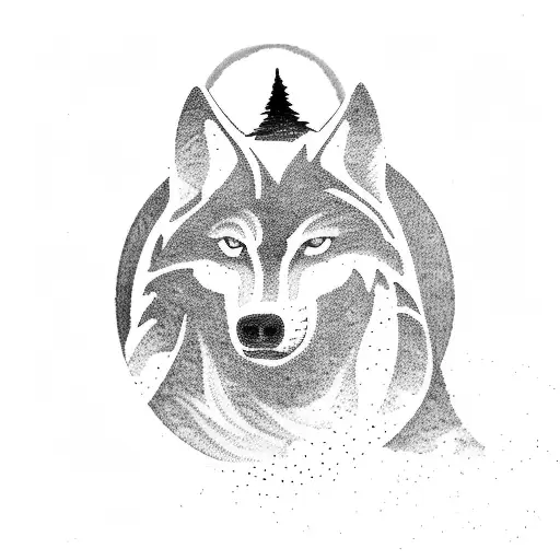 A Silhouette Of A Wolf Howling At A Mountain Range