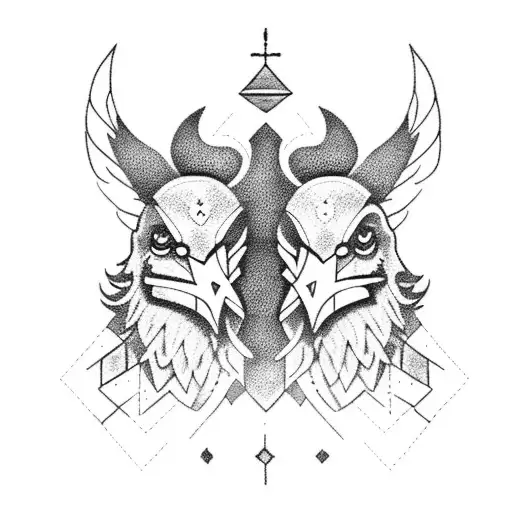 2 Ravens In Nordic Runestone Style