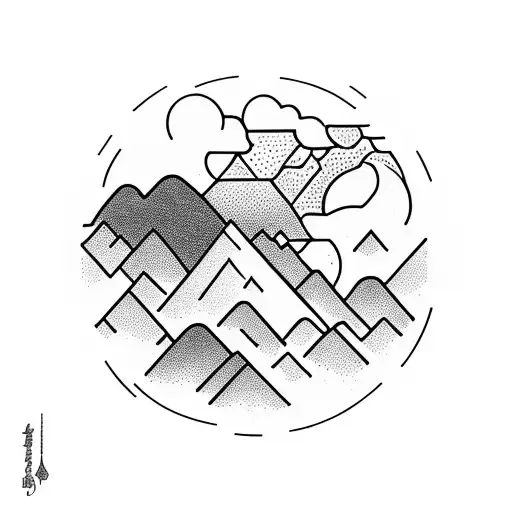 Mountain Landscape With A Hidden Hawk Silhouette