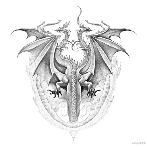 Dragon With Open Wings Seen From Above