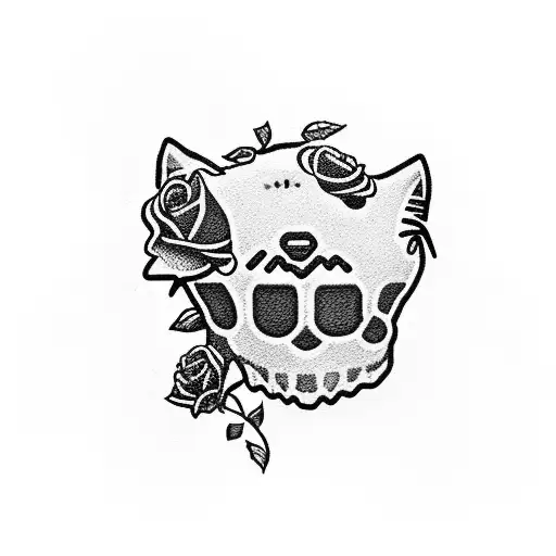 Pusheen Roses Skull