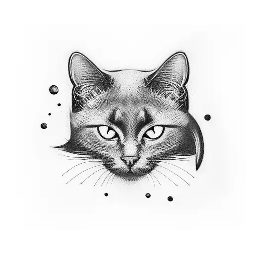 Black Cat's Paw Sticks Out Of The Handle Of A Katana